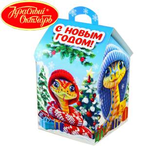 Сладкий подарок на Новый Год в картонной упаковке весом 600 грамм по цене 654 руб в Киселевске